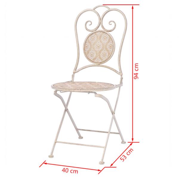 3-tlg. Bistro-Set Stahl Grau-Weiß