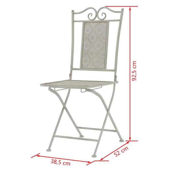 3-tlg. Bistro-Set Stahl Grau