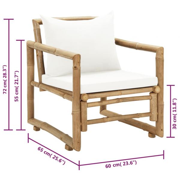 Gartenstühle 2 Stk. mit Polstern und Kissen Bambus