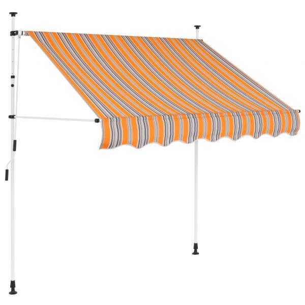 ARDEBO.de - Einziehbare Markise Handbetrieben 200 cm Gelb/Blau Gestreift