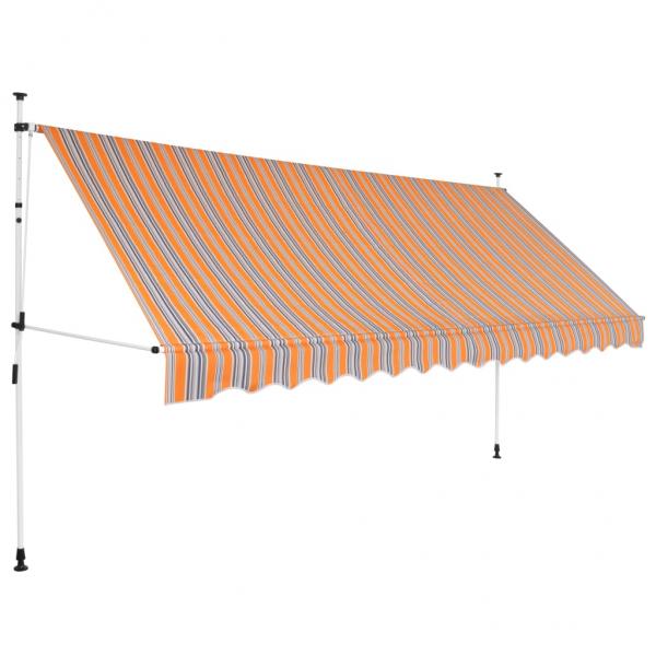 ARDEBO.de - Einziehbare Markise Handbetrieben 350 cm Gelb/Blau Gestreift