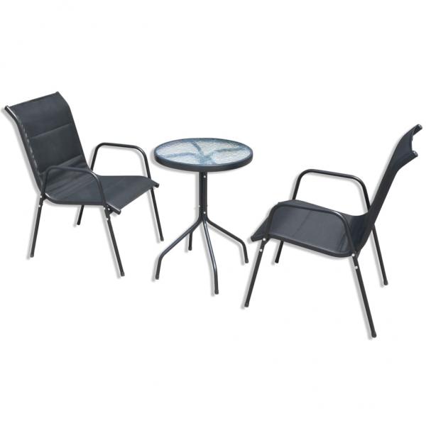 ARDEBO.de - 3-tlg. Bistro-Set Stahl Schwarz