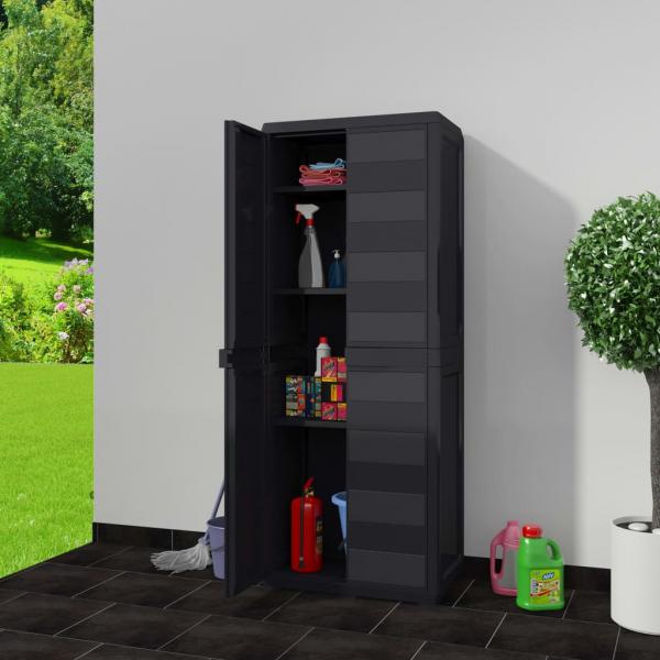 Gartenschrank mit 3 Regalen Schwarz