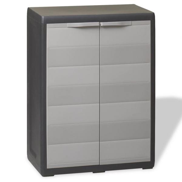 ARDEBO.de - Gartenschrank mit 1 Regal Schwarz und Grau