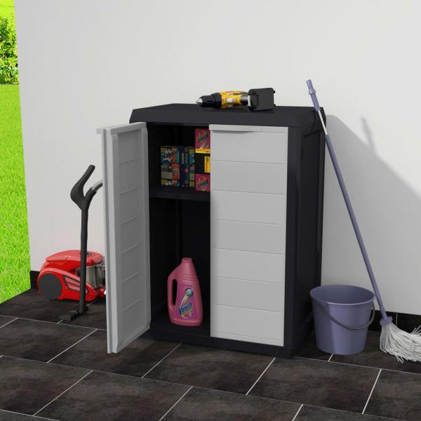 Gartenschrank mit 1 Regal Schwarz und Grau