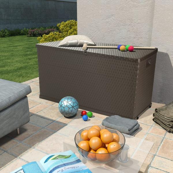 Garten-Aufbewahrungsbox Braun 120x56x63 cm PP Rattan