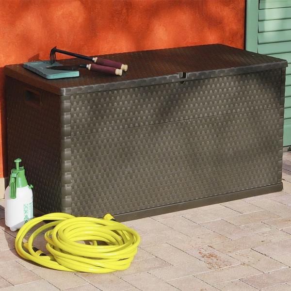 Garten-Aufbewahrungsbox Braun 120x56x63 cm PP Rattan