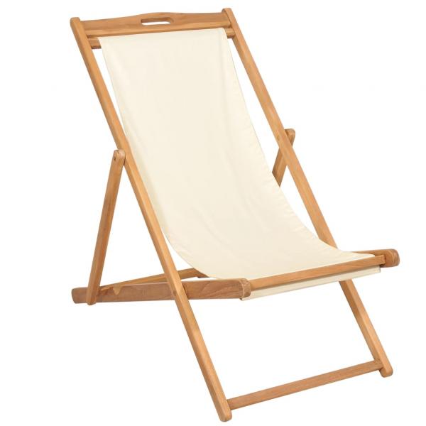 Liegestuhl Teak 56x105x96 cm Creme