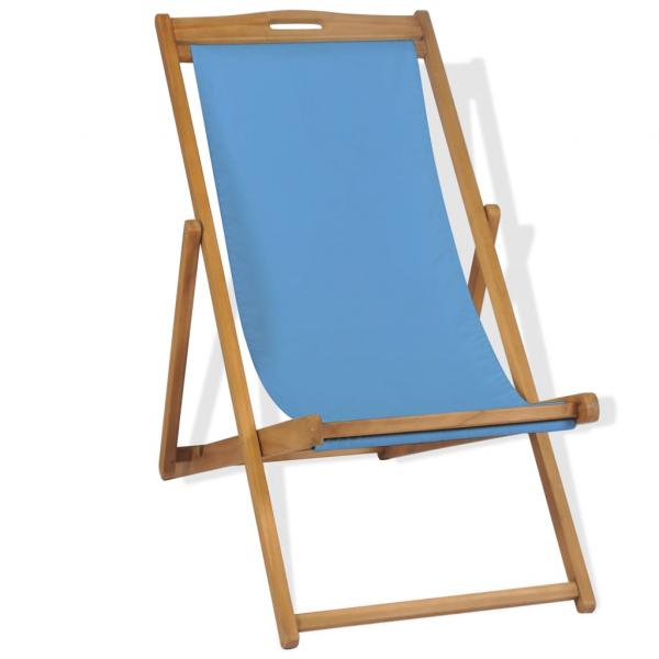 Liegestuhl Teak 56x105x96 cm Blau