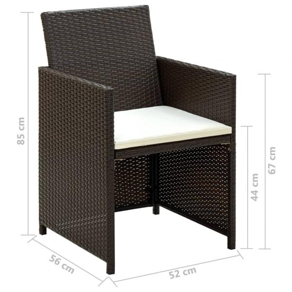 4-tlg. Garten-Lounge-Set mit Auflagen Poly Rattan Braun