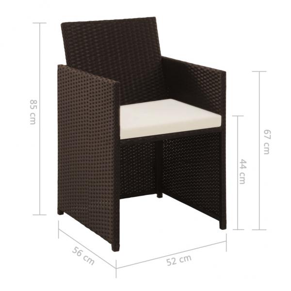 4-tlg. Garten-Lounge-Set mit Auflagen Poly Rattan Braun