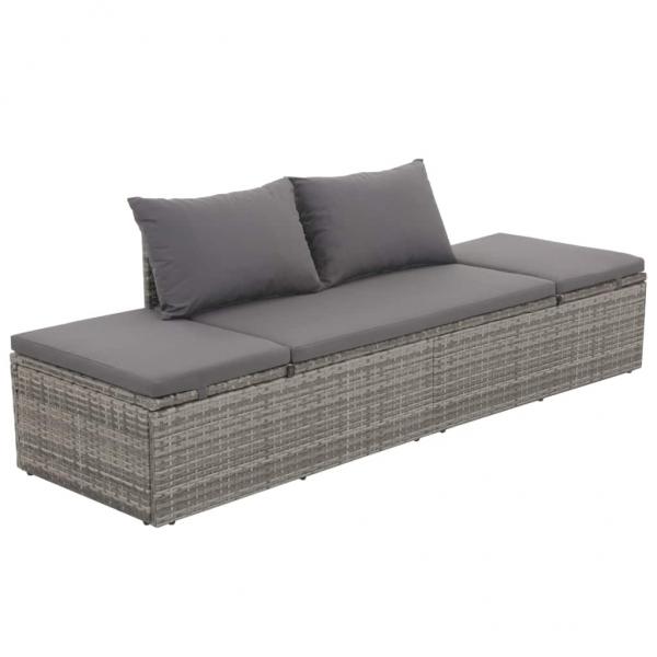 ARDEBO.de - Gartenbett Grau 195×60 cm Poly Rattan