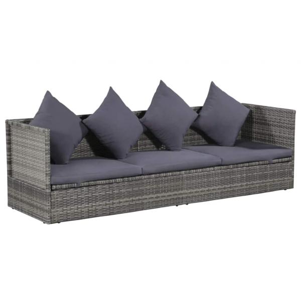 ARDEBO.de - Garten-Sofabett 200x60 cm Poly Rattan Grau