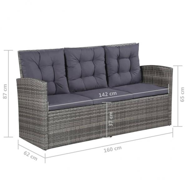 6-tlg. Garten-Lounge-Set mit Auflagen Poly Rattan Grau