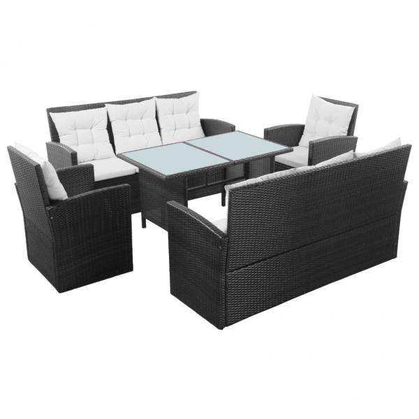 ARDEBO.de - 5-tlg. Garten-Lounge-Set mit Auflagen Poly Rattan Schwarz