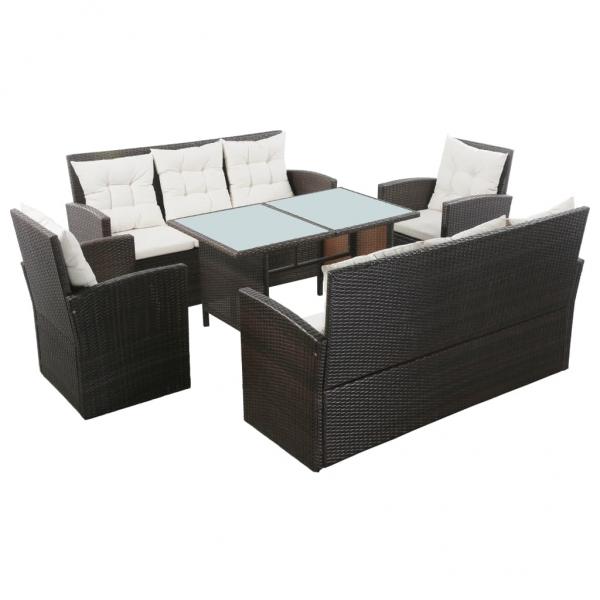 ARDEBO.de - 5-tlg. Garten-Lounge-Set mit Auflagen Poly Rattan Braun