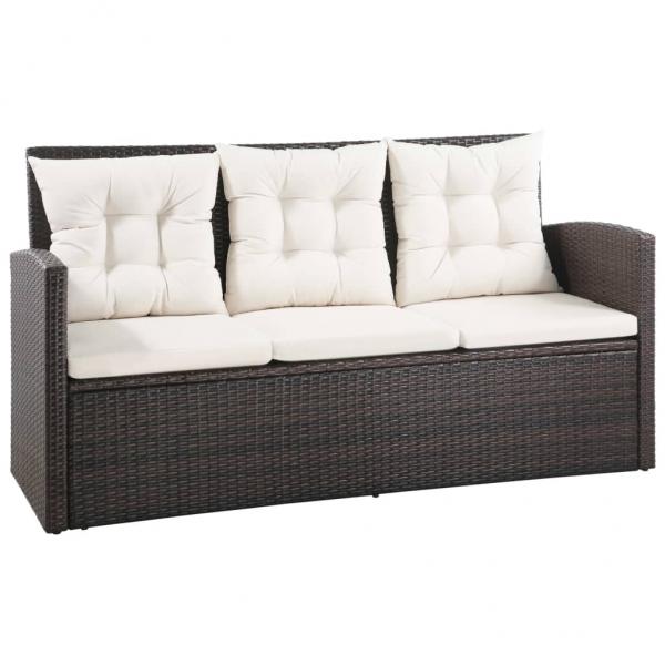 5-tlg. Garten-Lounge-Set mit Auflagen Poly Rattan Braun