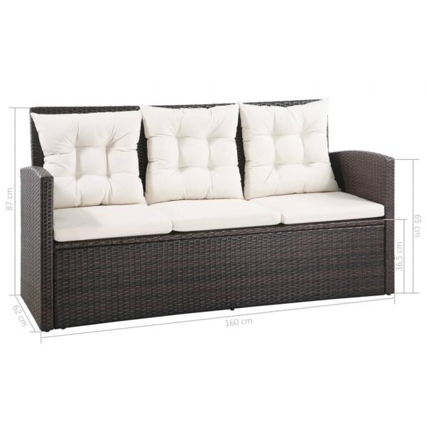 5-tlg. Garten-Lounge-Set mit Auflagen Poly Rattan Braun