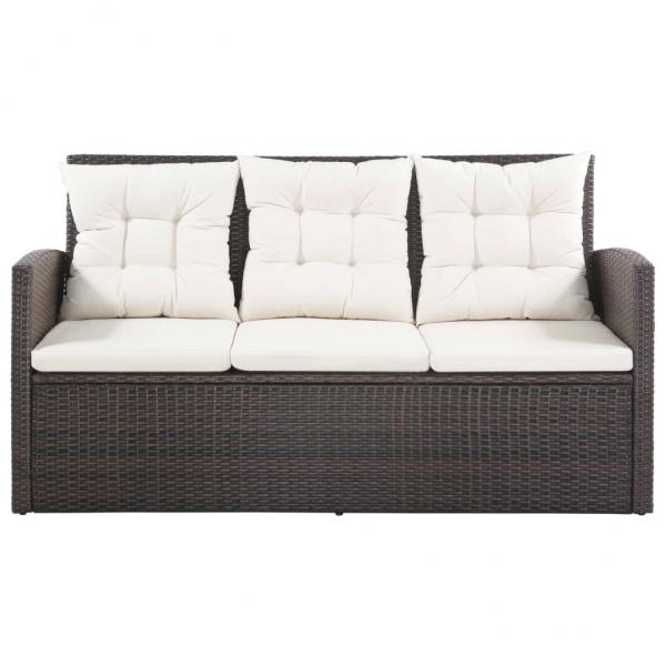 5-tlg. Garten-Lounge-Set mit Auflagen Poly Rattan Braun