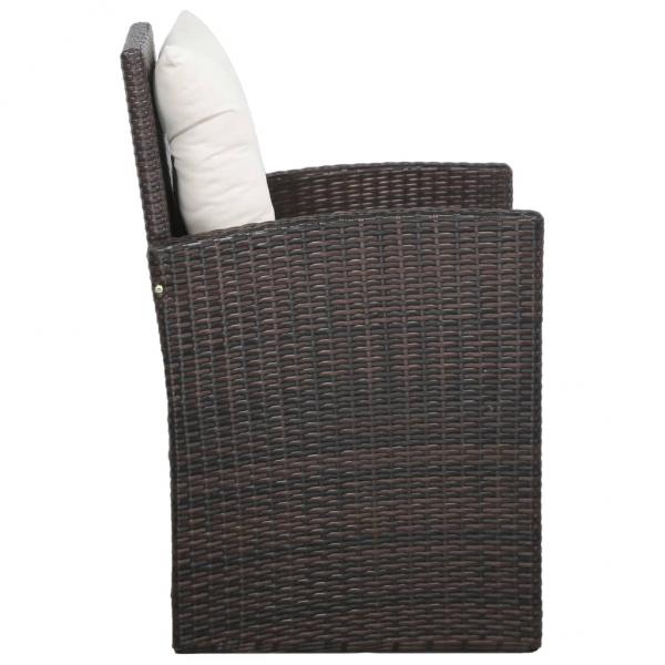 5-tlg. Garten-Lounge-Set mit Auflagen Poly Rattan Braun