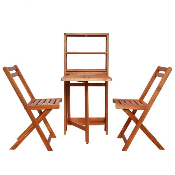 3-tlg. Bistro-Set Klappbar Massivholz Akazie