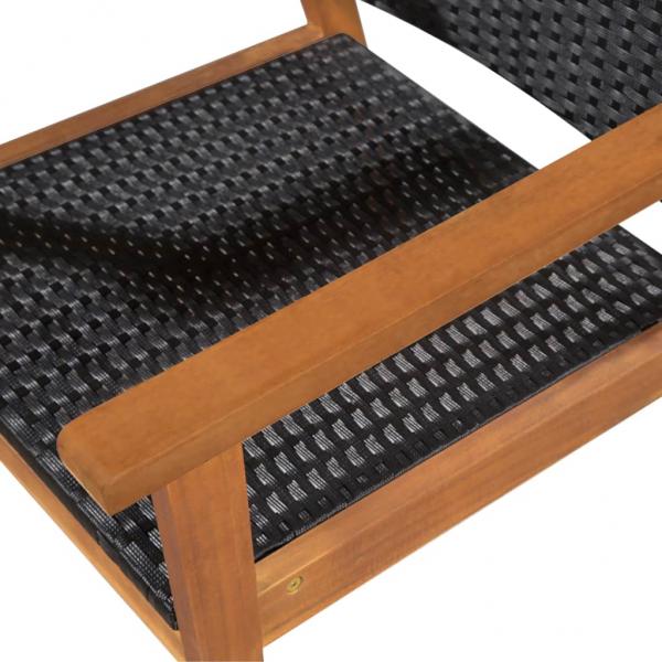 5-tlg. Garten-Essgruppe Poly Rattan Schwarz und Braun