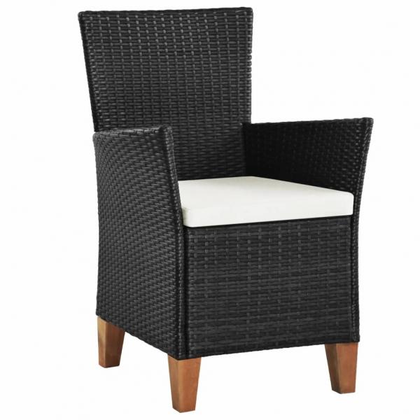 Gartenstühle mit Polstern 2 Stk. Poly Rattan Schwarz