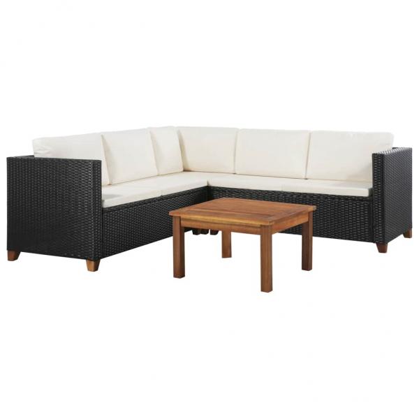 ARDEBO.de - 4-tlg. Garten-Lounge-Set mit Auflagen Poly Rattan Schwarz