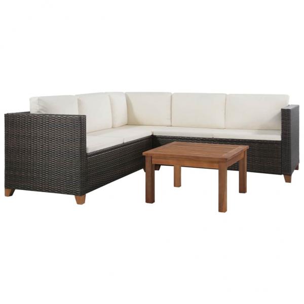 ARDEBO.de - 4-tlg. Garten-Lounge-Set mit Kissen Poly-Rattan Braun