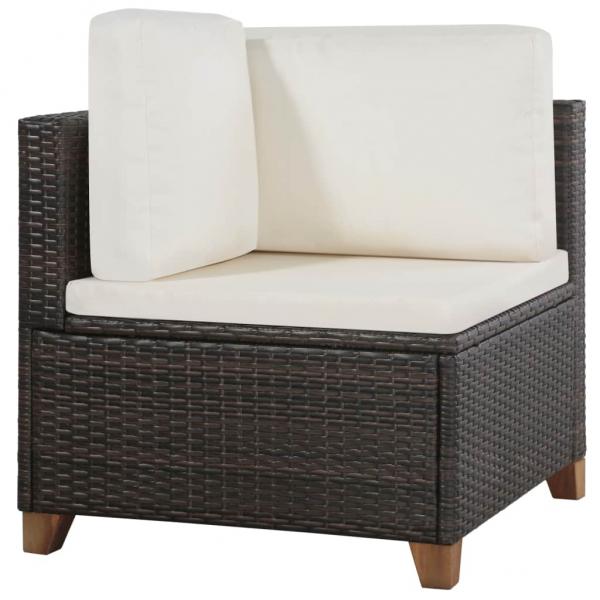 4-tlg. Garten-Lounge-Set mit Kissen Poly-Rattan Braun