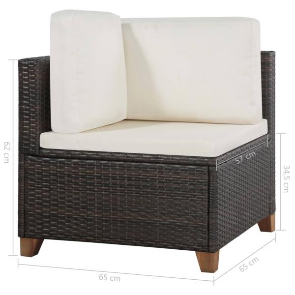 4-tlg. Garten-Lounge-Set mit Kissen Poly-Rattan Braun