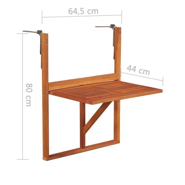 Balkon-Hängetisch 64,5x44x80 cm Massivholz Akazie