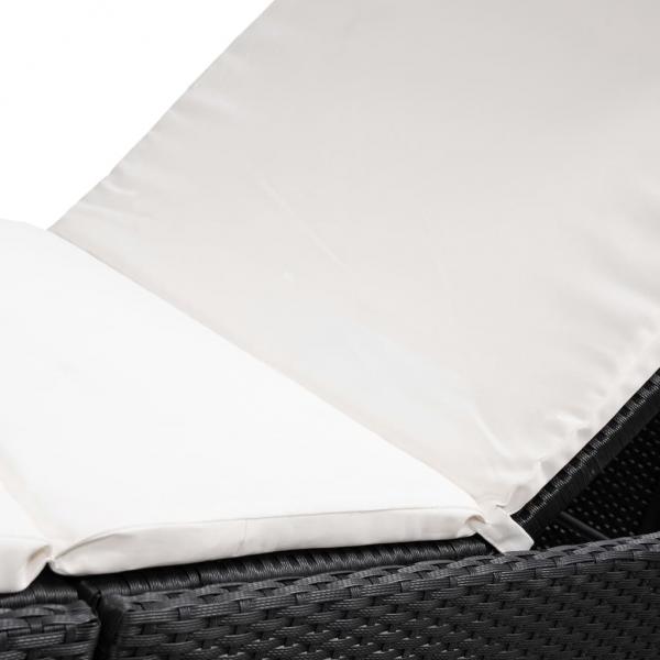 Sonnenliege mit Polsterauflage Poly Rattan Schwarz