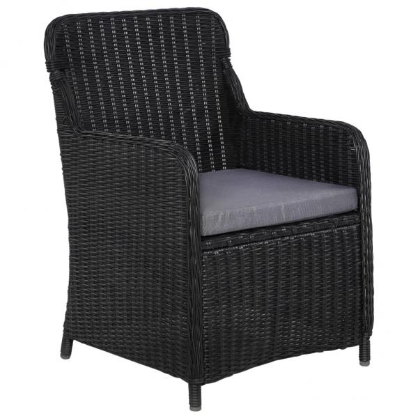 Gartenstühle mit Polster 2 Stk. Poly Rattan Schwarz  