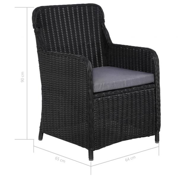 Gartenstühle mit Polster 2 Stk. Poly Rattan Schwarz  