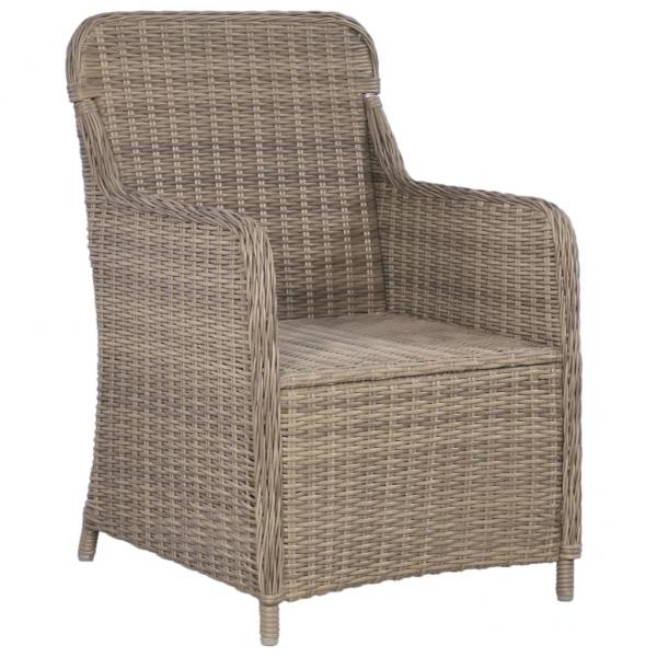 3-tlg. Bistro-Set mit Kissen Poly Rattan Braun