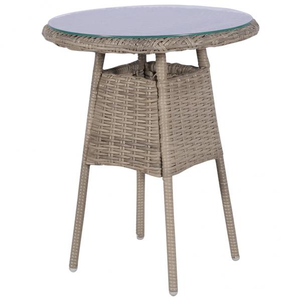 3-tlg. Bistro-Set mit Auflagen und Kissen Poly Rattan Braun