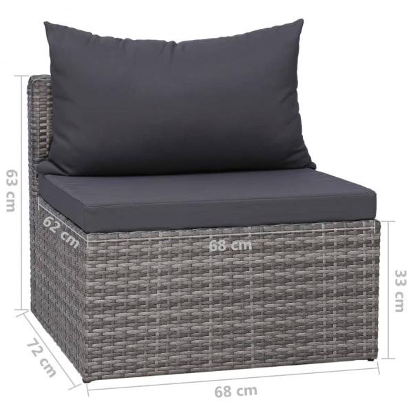 5-tlg. Garten-Sofagarnitur mit Polstern & Kissen Poly Rattan Grau 