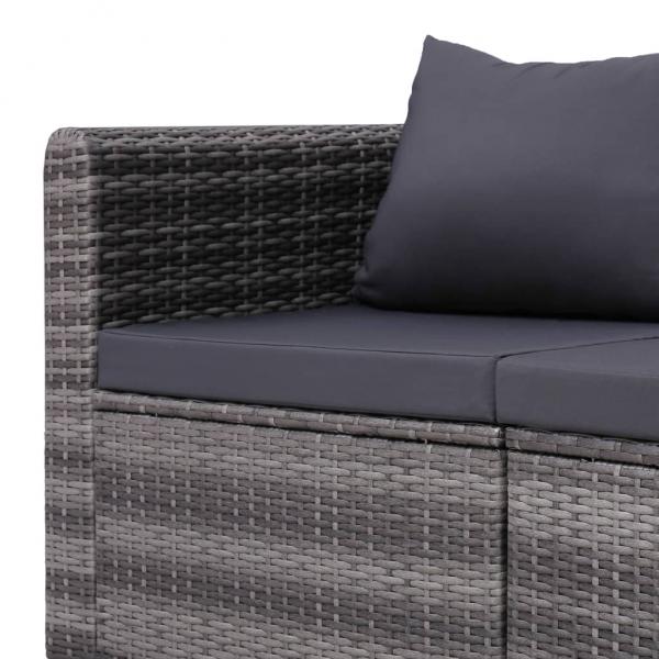 Garten-Ecksofas 2 Stk. Grau Poly Rattan