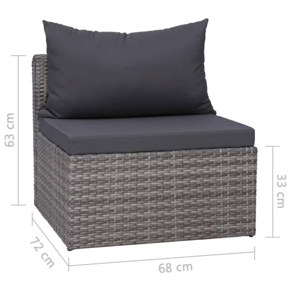 4-tlg. Garten-Sofagarnitur mit Kissen Grau Poly Rattan