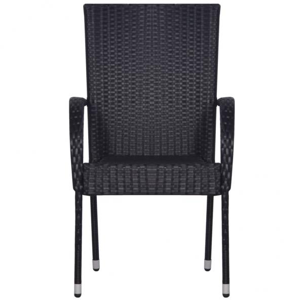 Stapelbare Gartenstühle 2 Stk. Poly Rattan Schwarz