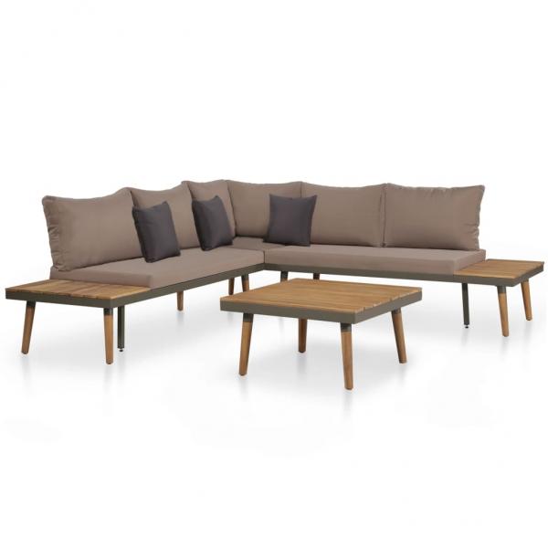 ARDEBO.de - 4-tlg. Garten-Lounge-Set mit Auflagen Massivholz Akazie Braun