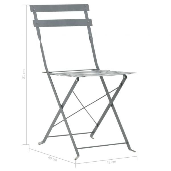 3-tlg. Bistro-Set Stahl Grau