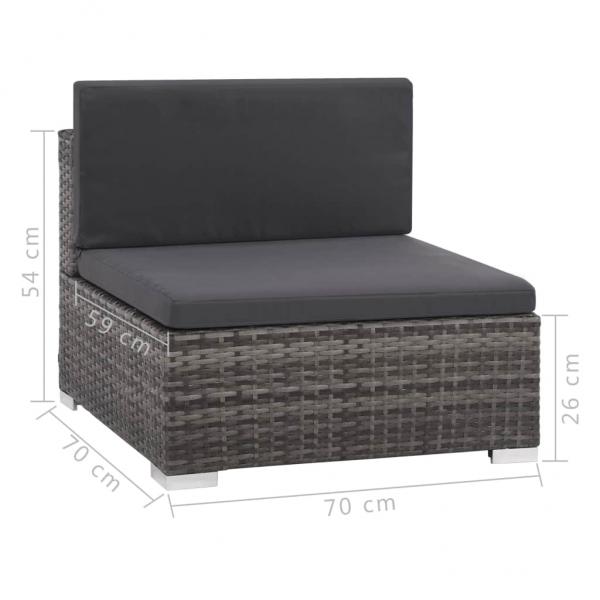 8-tlg. Garten-Lounge-Set mit Auflagen Poly Rattan Grau