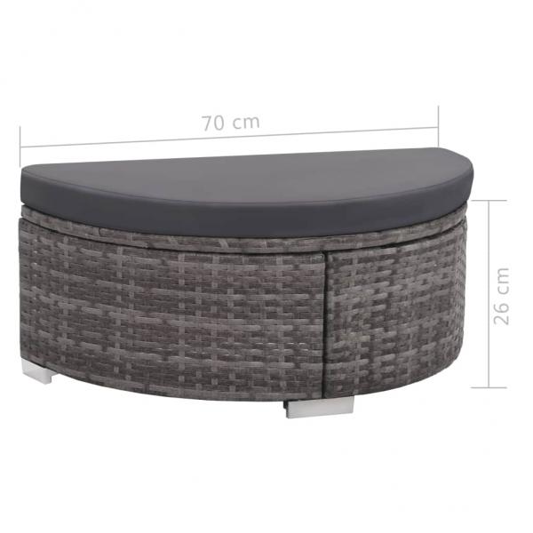 8-tlg. Garten-Lounge-Set mit Auflagen Poly Rattan Grau