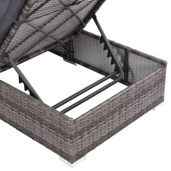 3-tlg. Garten-Lounge-Set mit Auflagen Poly Rattan Grau