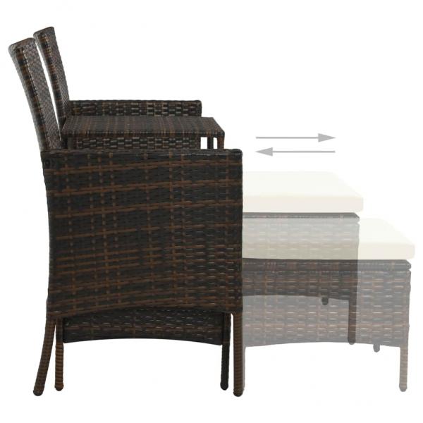 2-Sitzer-Gartensofa mit Tisch & Hocker Poly Rattan Braun