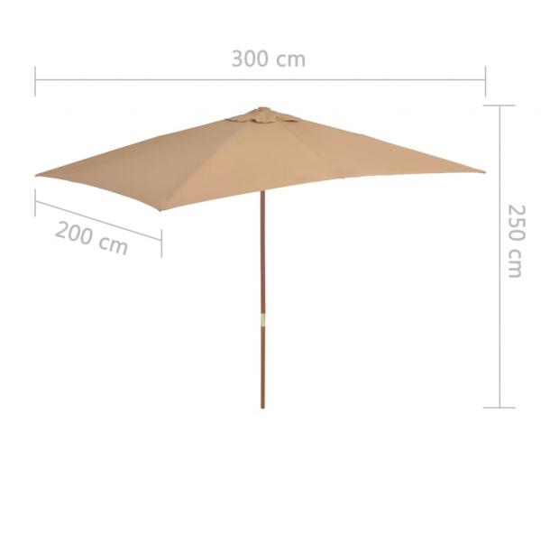 Sonnenschirm mit Holz-Mast 200×300 cm Taupe