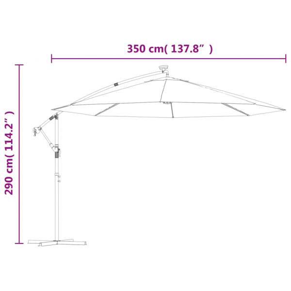 Ampelschirm mit LED-Leuchten und Metall-Mast 350 cm Grün