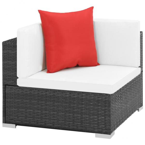 7-tlg. Garten-Lounge-Set mit Auflagen Poly Rattan Schwarz